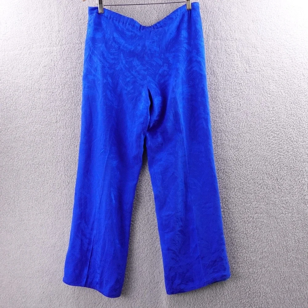 Vintage Levino Verna Silk Jacquard Pant Suit Set Royal Blue Women's M Designer - Picture 8 of 13